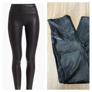 Spanx Faux Leather Shaping Waistband Leggings Black Large